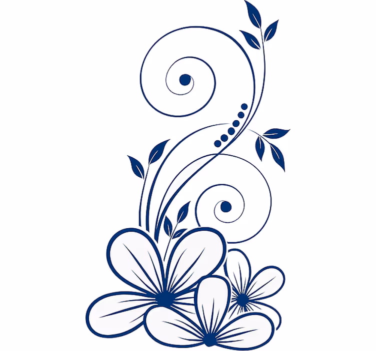 Estor de flores redemoinhos florais em azul - TenStickers