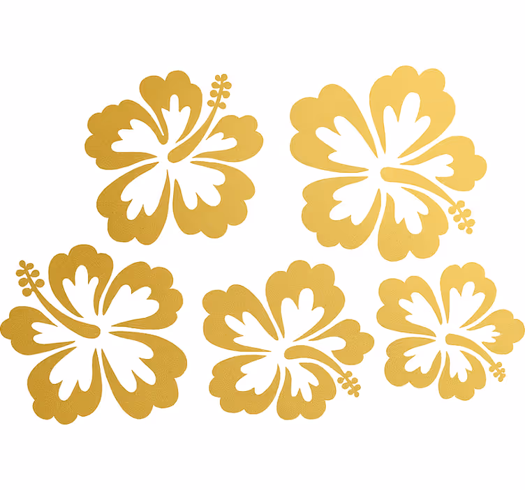 Estor de flores silhueta de hibiscos dourados - TenStickers