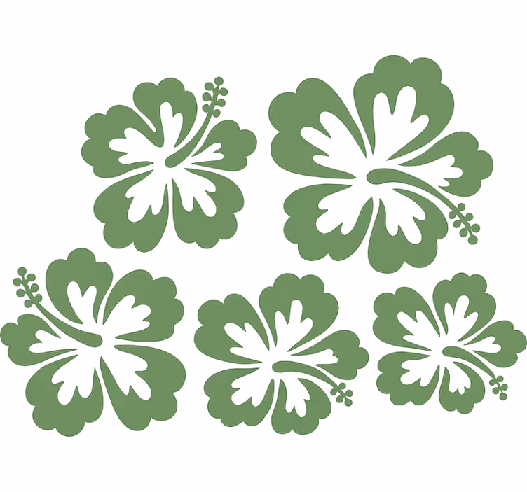 Estor de flores silhueta de hibiscos verde sálvia - TenStickers
