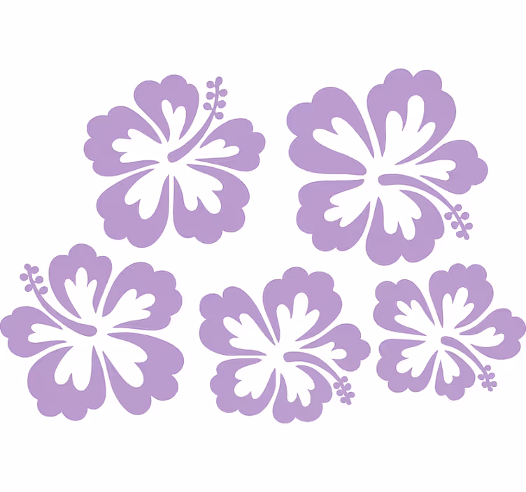 Estor de flores silhueta de flores de hibisco lilás - TenStickers