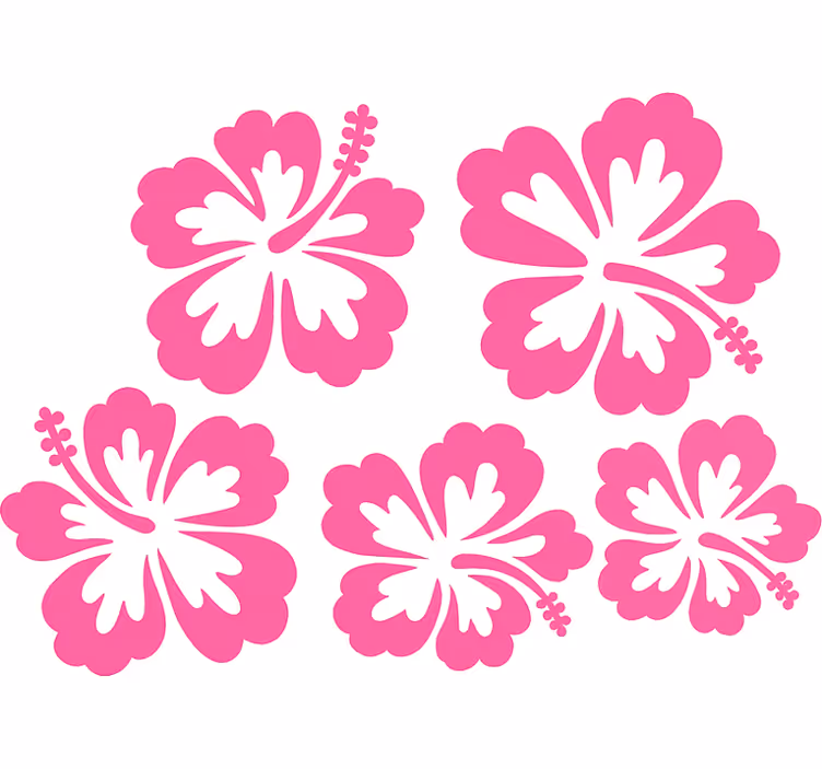 Estor de flores silhueta de hibiscos rosa - TenStickers