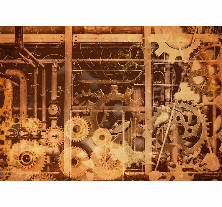 Estore de rolo rústico tubos industriais 3d dourados - TenStickers