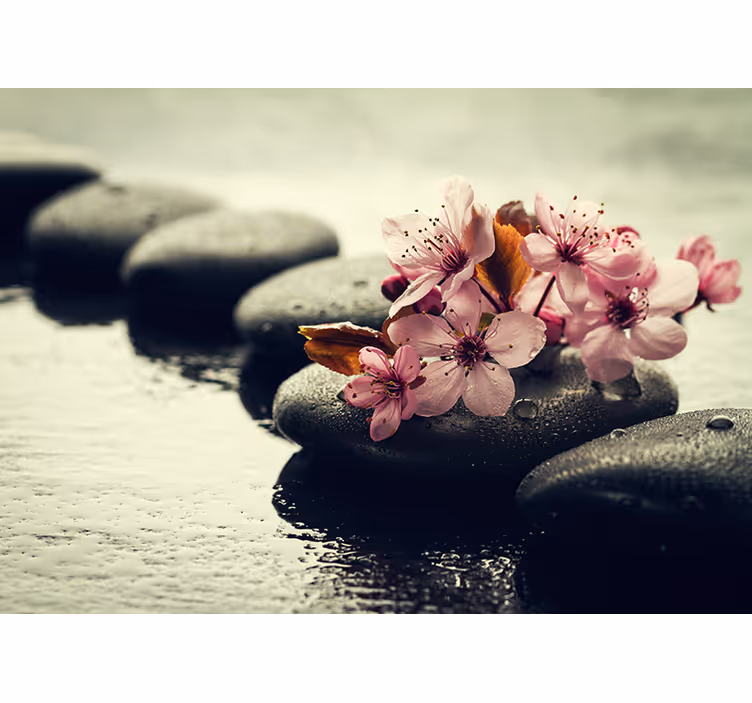 Estore de rolo zen pedras florais de serenidade - TenStickers