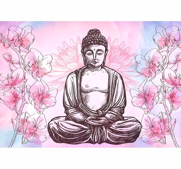 Estore de rolo zen harmonia floral do buda - TenStickers