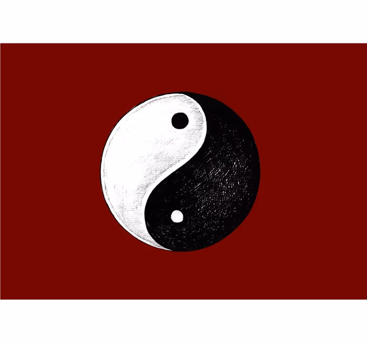 Estore de rolo zen mural de parede yin yang fundo vermelho - TenStickers