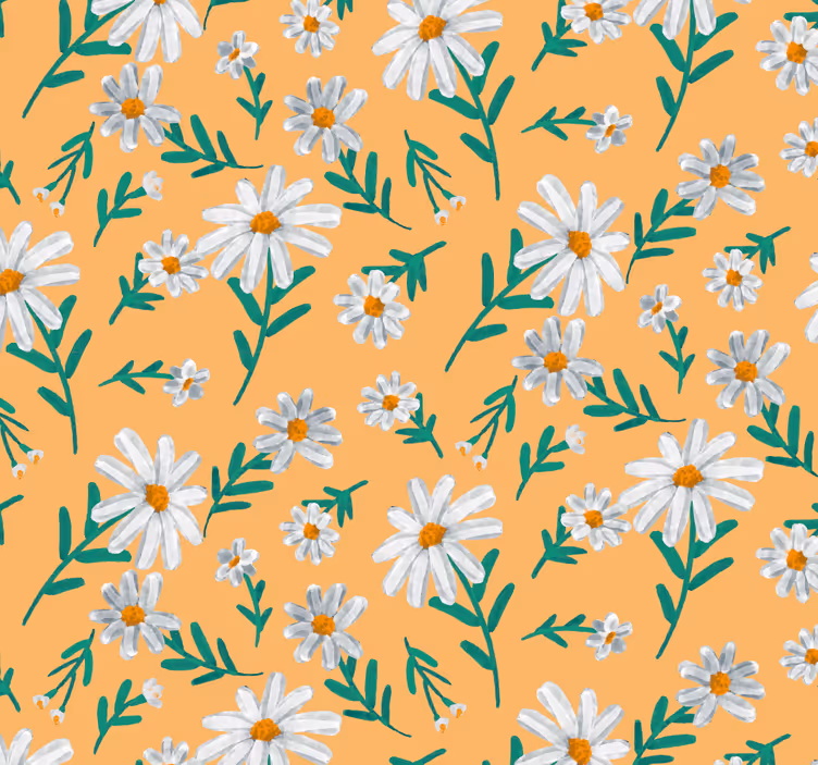 Estore de rolo laranja com fundo amarelo de margaridas - TenStickers