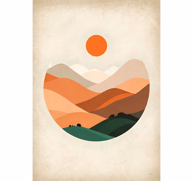 Estore de rolo laranja sol sobre as montanhas - TenStickers