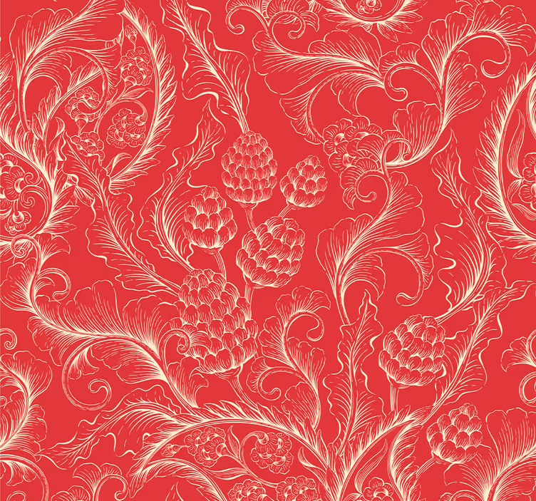 Estore de rolo vermelho ilustração de paisley - TenStickers