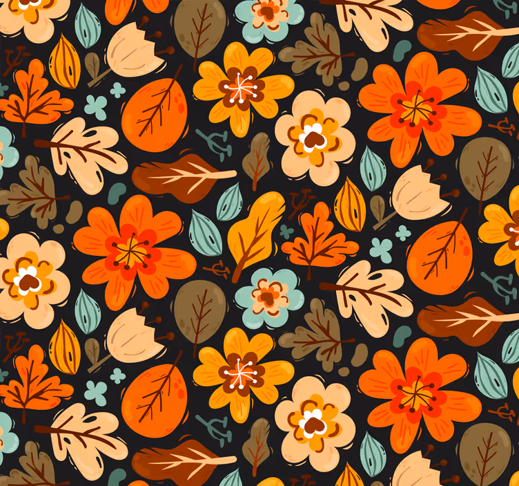 Estore de rolo exterior flores laranjas elegantes - TenStickers