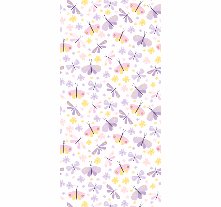 Estore de rolo juvenil padrão de borboletas roxas pintadas - TenStickers