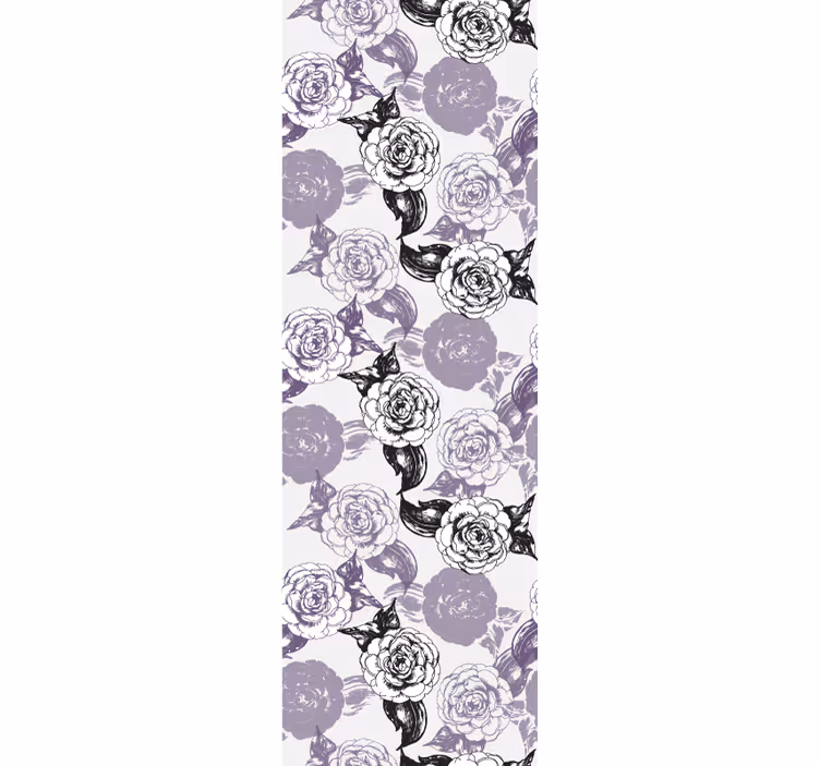 Estore de rolo juvenil padrão de flores roxas e pretas - TenStickers