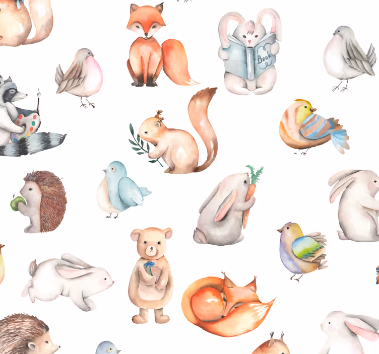 Estore de rolo quarto de bebé papel de parede floresta fofa - TenStickers