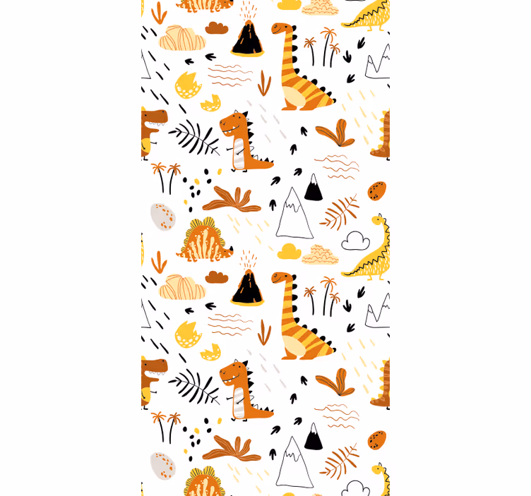 Estore de rolo quarto de bebé padrão dinossauros e vulcões - TenStickers