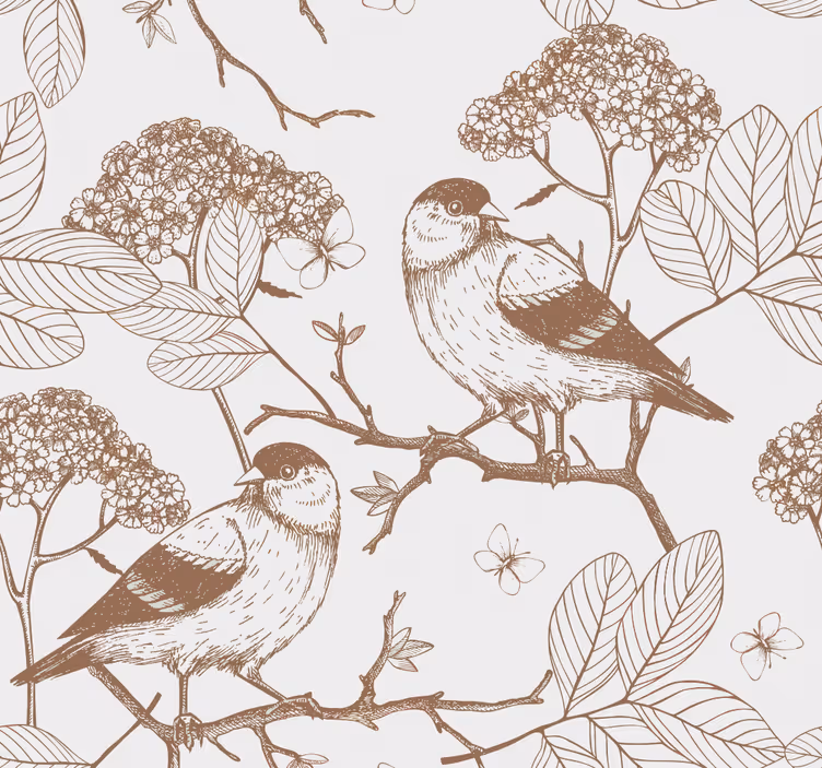 Estore de rolo quarto de bebé pássaros cinza e marrons - TenStickers