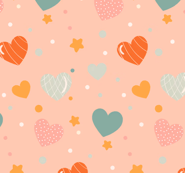 Estore de rolo quarto de bebé padrão corações e estrelas - TenStickers
