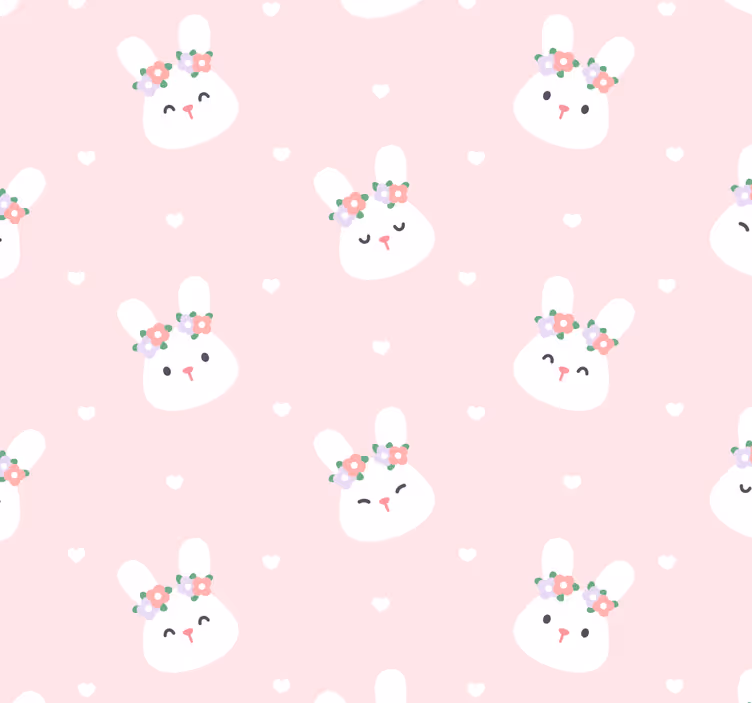 Estore de rolo quarto de bebé coelhos fofos em fundo rosa - TenStickers