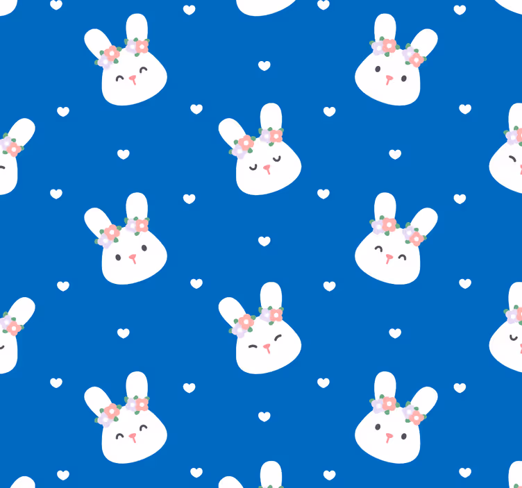 Estore de rolo quarto de bebé coelhos fofos em fundo azul - TenStickers