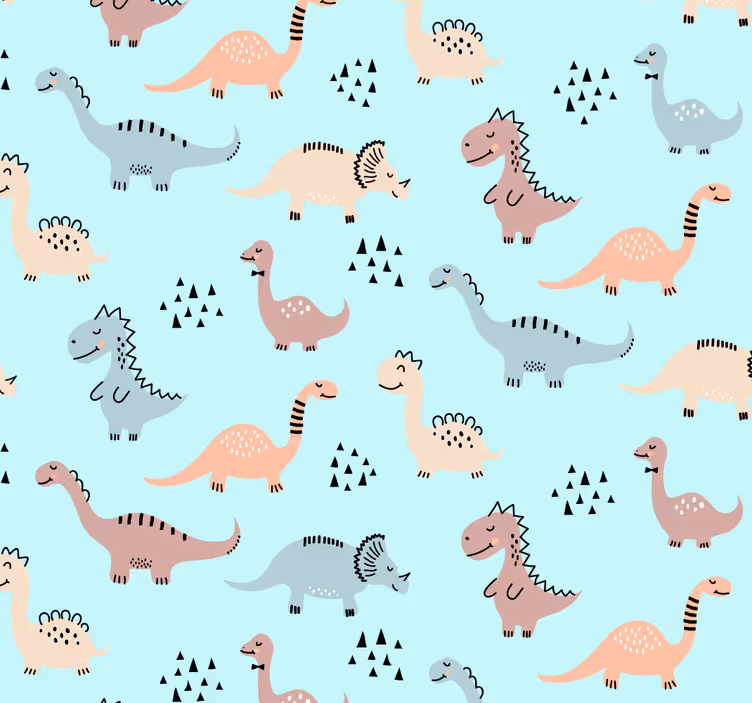 Estore de rolo quarto de bebé fundo azul com dinossauros - TenStickers