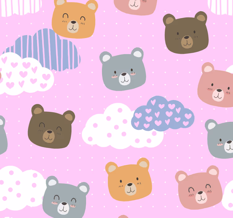 Estore de rolo quarto de bebé urso minimalista fundo rosa - TenStickers
