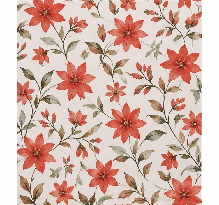 Estore de rolo vermelho com padrão de flor estrela - TenStickers