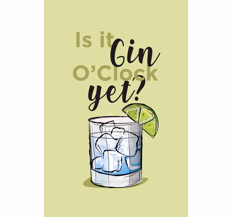 Estore de rolo com frases gin horas ainda bebida - TenStickers