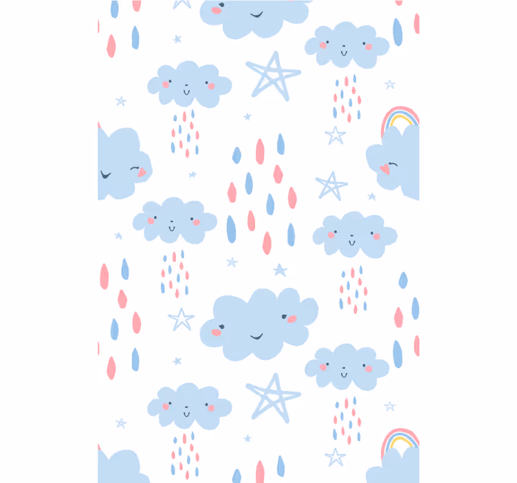 Estore de rolo quarto de bebé padrão de nuvens sorridentes - TenStickers