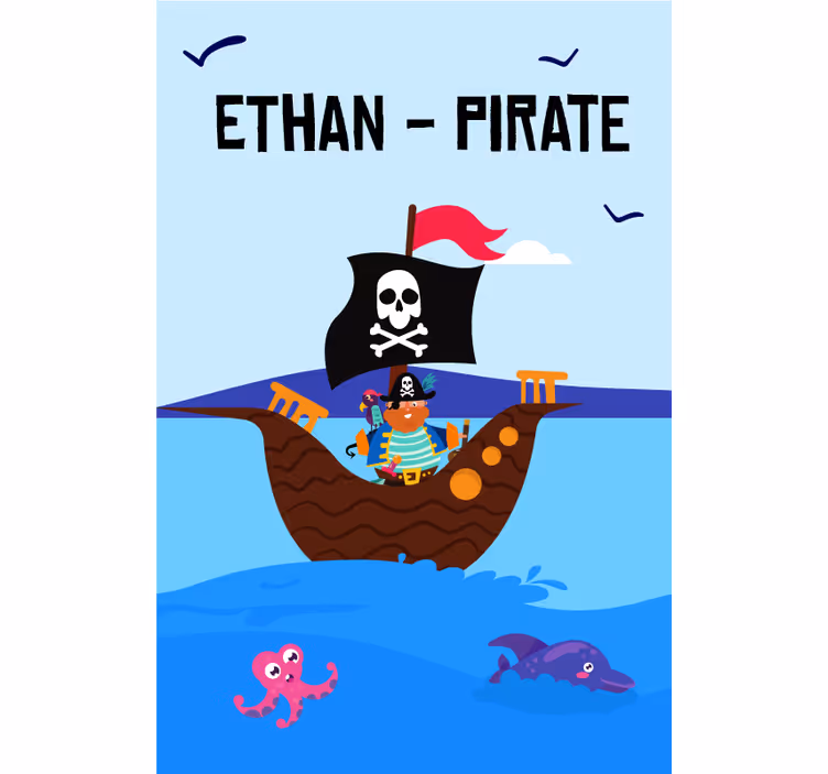 Cortina de janela impressa personalizada para barco pirata - TenStickers