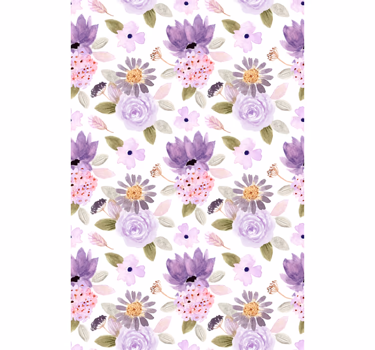 Cortinas de rolo originais flores roxas - TenStickers