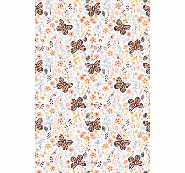 Estore de rolo florais padrão de jardim de borboletas - TenStickers