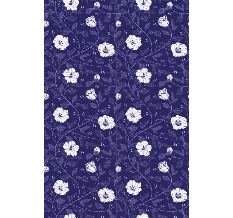 Fundo azul com cortina de flor - TenStickers