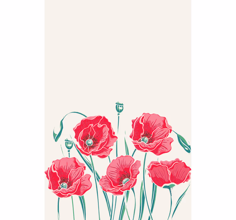 Estore de rolo flores e plantas elegância de flor de papoula - TenStickers