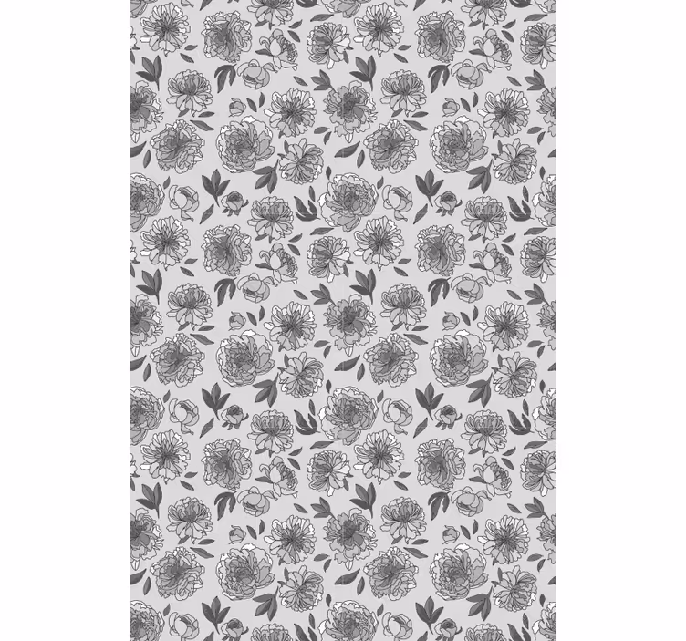 Estore de rolo florais padrão de peônia monocromática - TenStickers