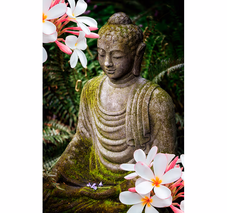 Estor buddha zen verde floral - TenStickers