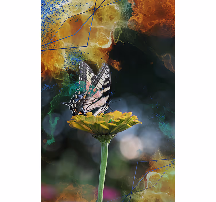 Estore de rolo borboleta composição floral borboleta - TenStickers