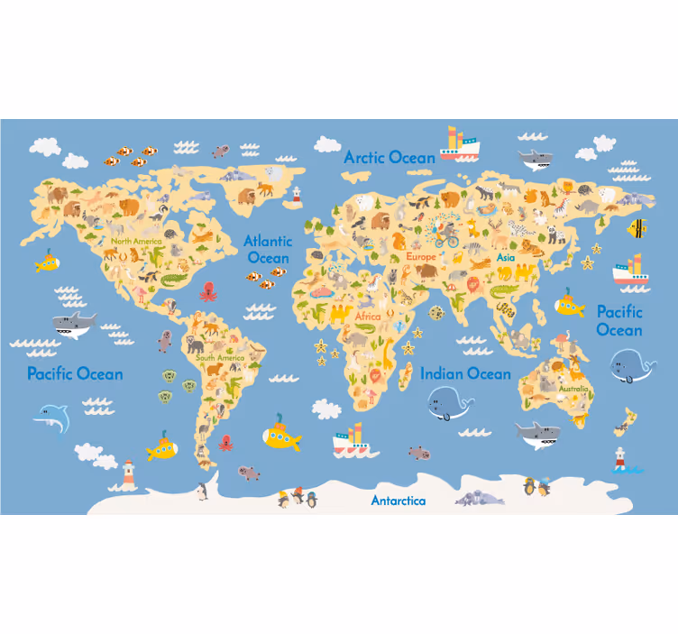 Crianças inglesas mapa do mundo cego - TenStickers