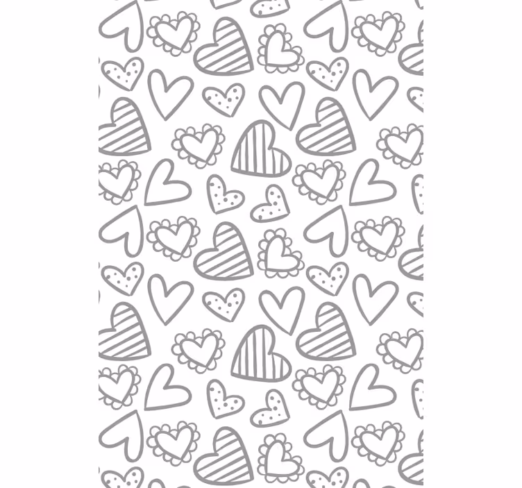 Estore de rolo romântico padrão de esboços de coração - TenStickers
