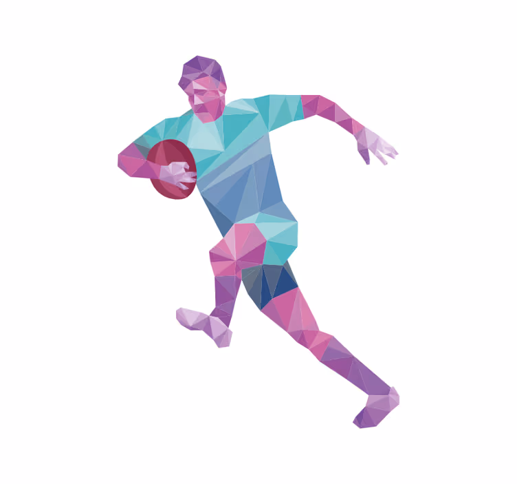 Estore de rolo de desportos jogador de rugby geométrico - TenStickers