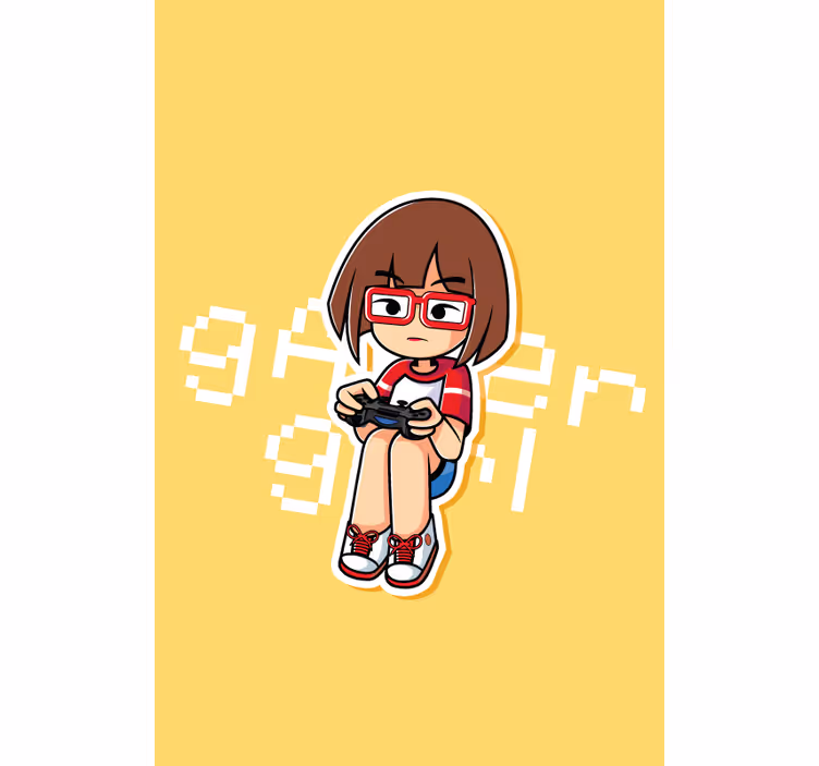 Estore de rolo frikis ilustração de garota gamer - TenStickers