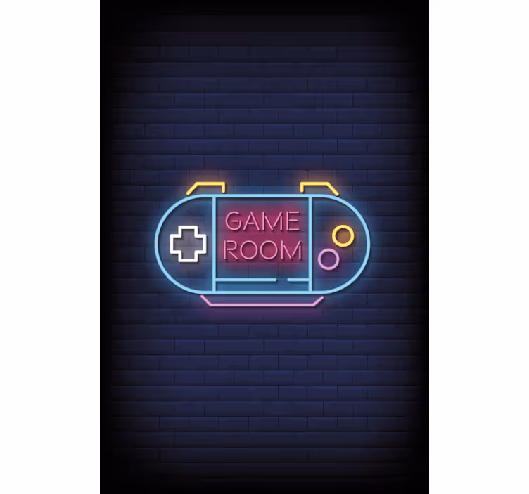 Sala de jogos com cortina de rolo geek com luz de néon - TenStickers