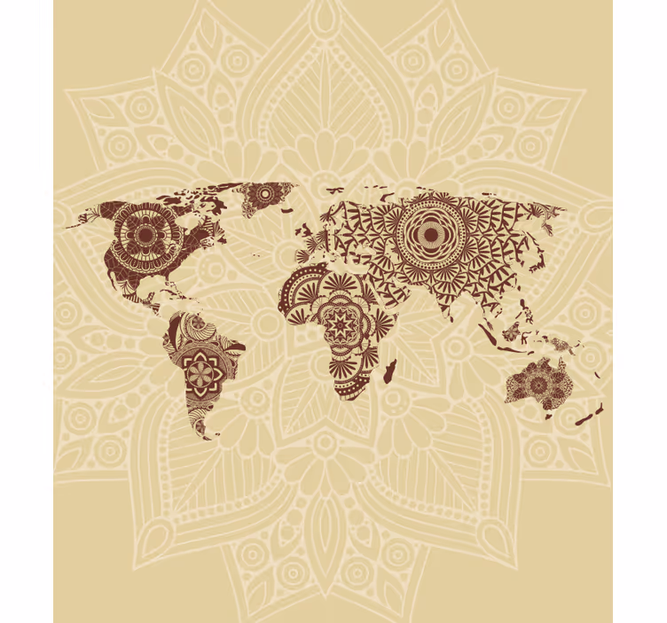 Estore de rolo do mapa mundial tapeçaria mundial de mandala - TenStickers