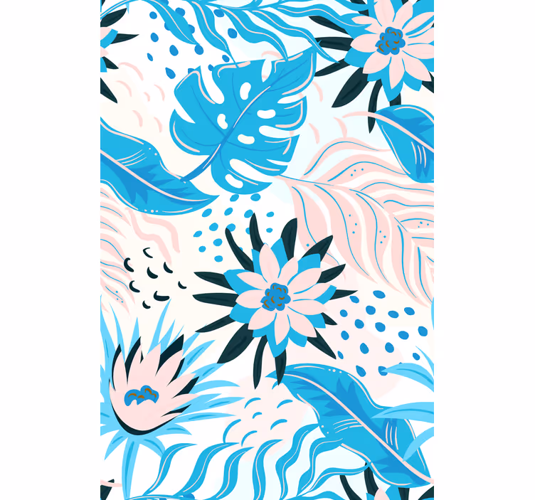 Estore de flores azul e rosa - TenStickers