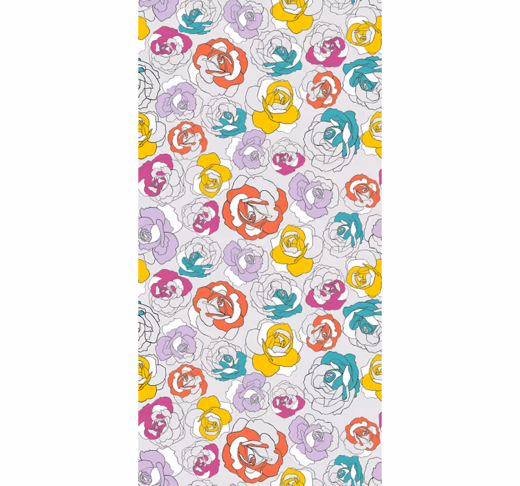 Estore de rolo florais padrão de rosa colorido - TenStickers