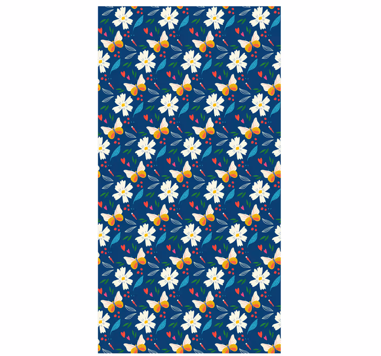 Estore de rolo flores e plantas desenho de padrão floral - TenStickers