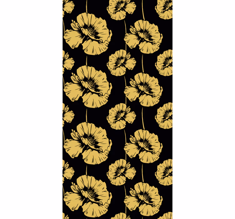 Estore de rolo florais design amarelo e preto - TenStickers