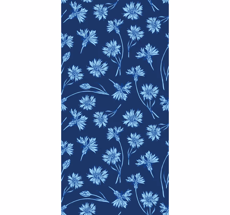 Cortina de sala de flores azul marinho - TenStickers