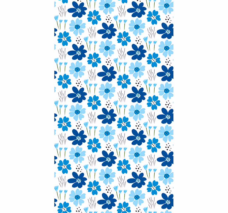 Estore de rolo flores e plantas padrão simples azul - TenStickers