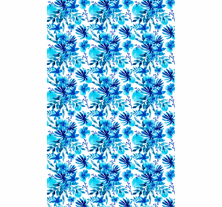 Estore de rolo flores e plantas tema azul vívido - TenStickers