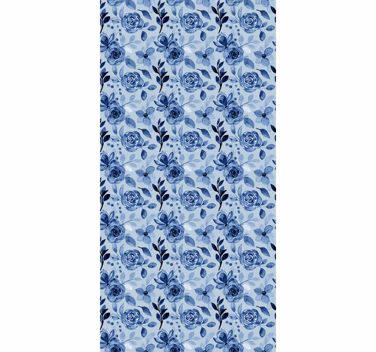 Estore de rolo flores e plantas arranjo azul - TenStickers