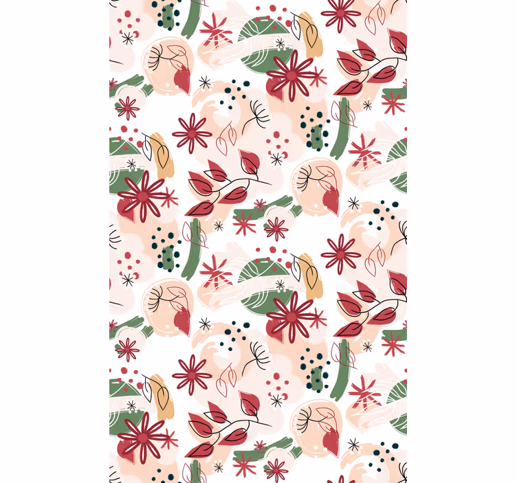 Estore de rolo flores e plantas padrão floral abstrato - TenStickers