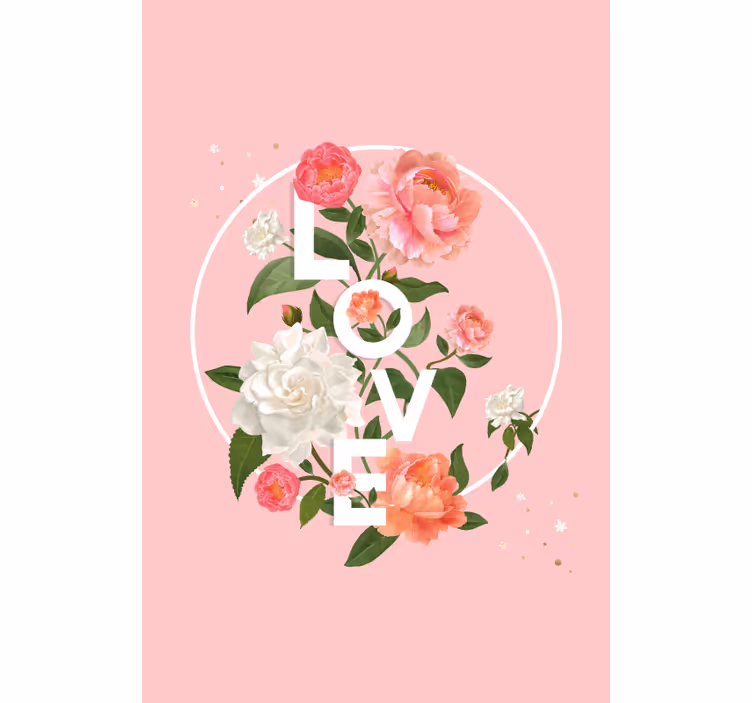 Estore de rolo romântico amo design floral - TenStickers